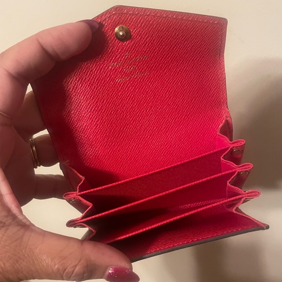 Louis Vuitton, compact accordion wallet LV canvas, print with red - Picture 10 of 13